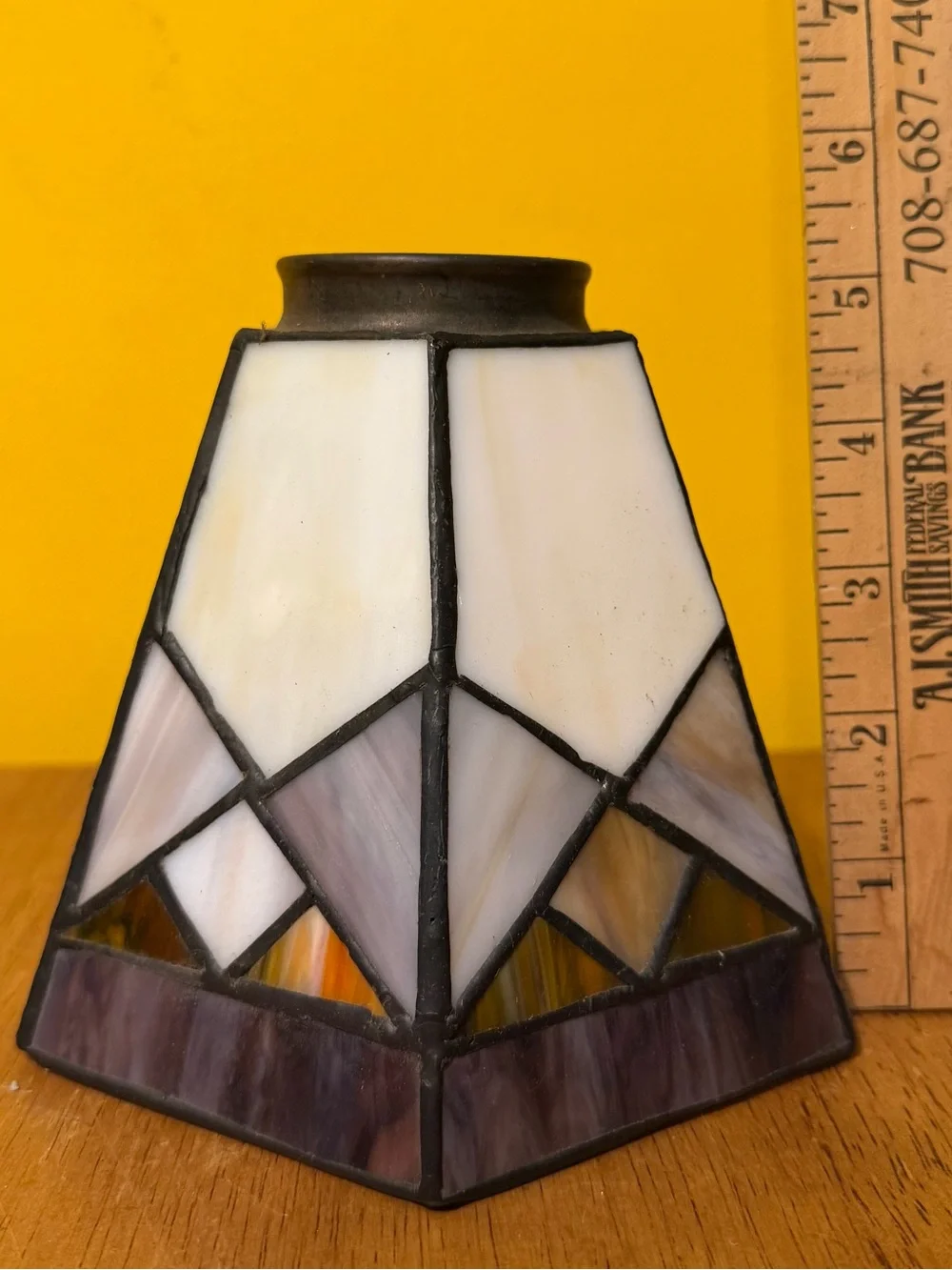 Stained Glass Tiffany-Style White and Purple Accent Lamp Shade (Set of 4)